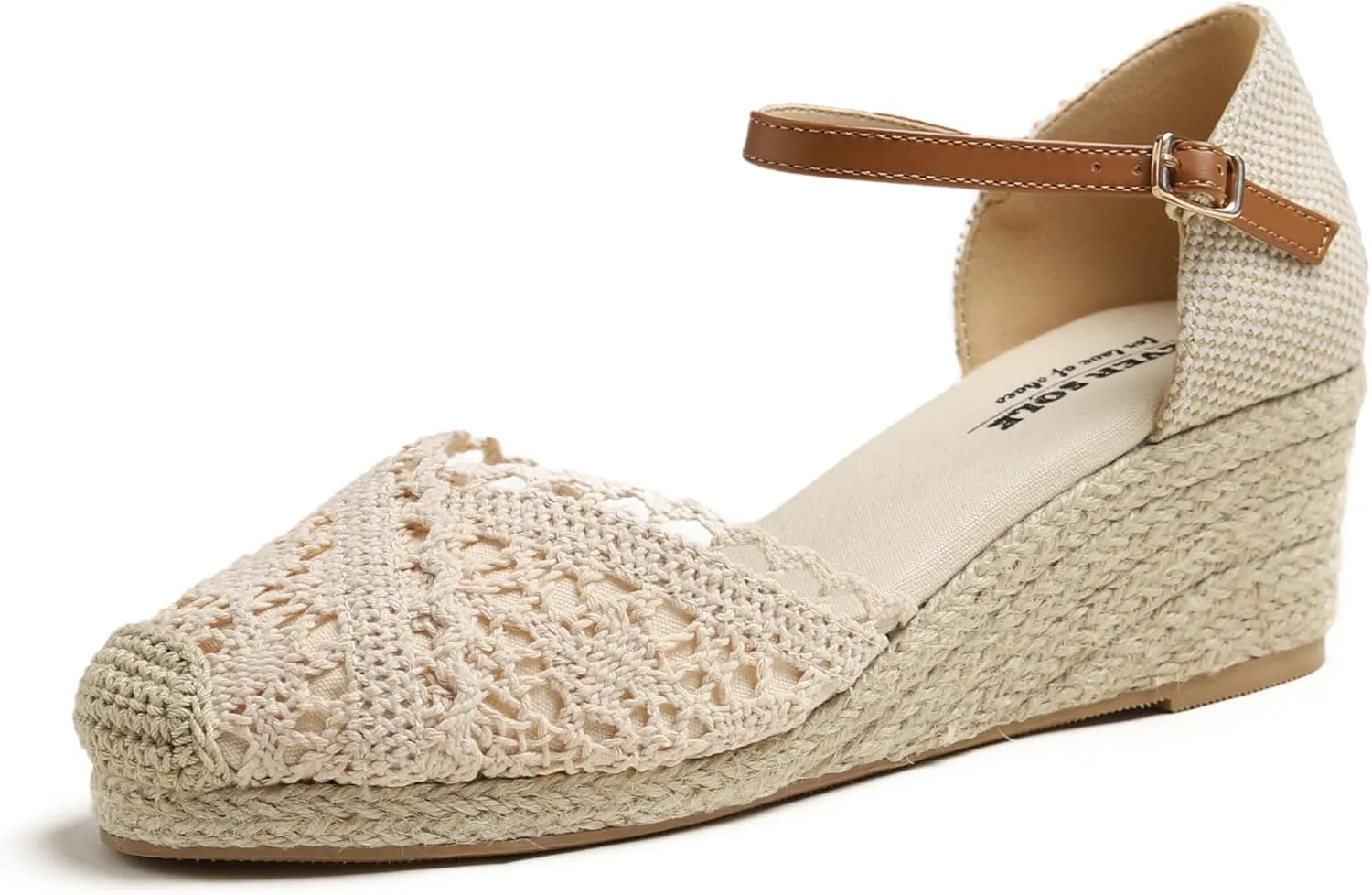 FEVERSOLE Close Toe Espadrilles Women's Comfort Breathable Slip On Flats Shoes