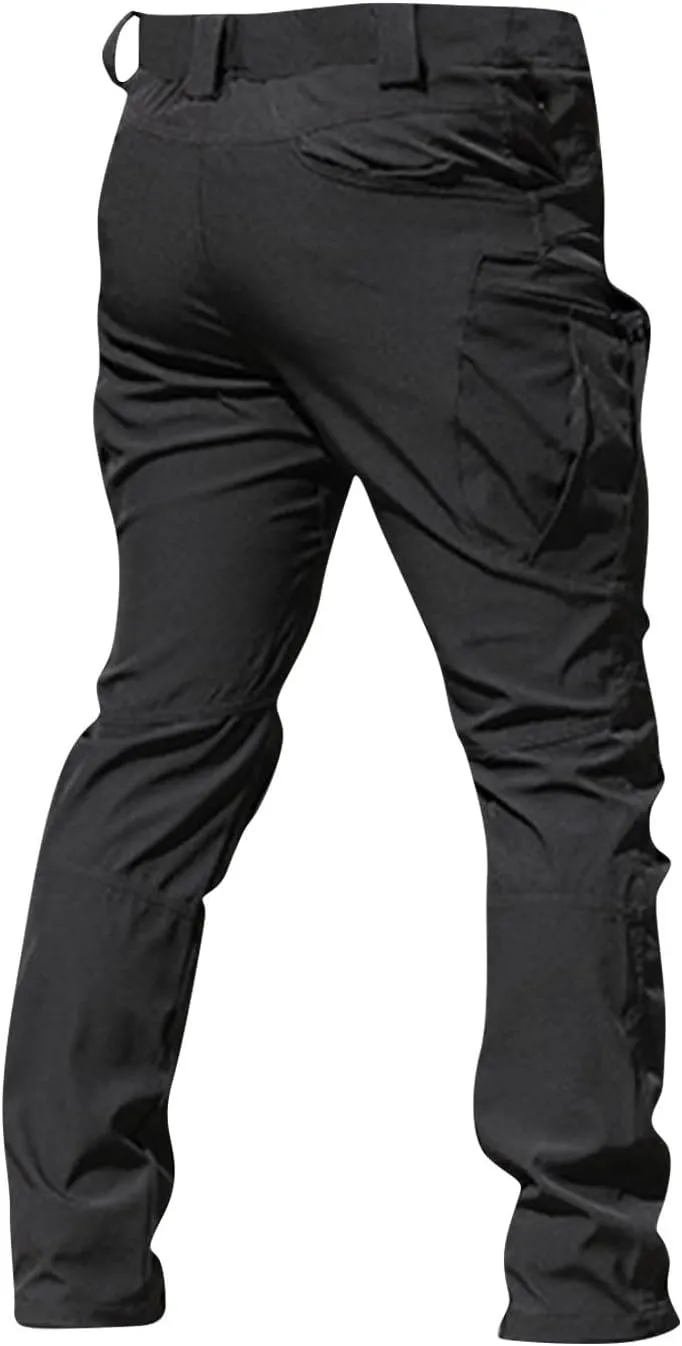Flexcamo - Tactical Waterproof Pants Men Elastic Waist Cargo Pants Relaxed Fit Ripstop Hunting Pants Multi Pockets