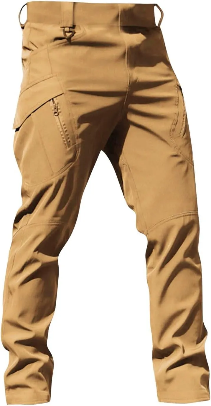 Flexcamo - Tactical Waterproof Pants Men Elastic Waist Cargo Pants Relaxed Fit Ripstop Hunting Pants Multi Pockets