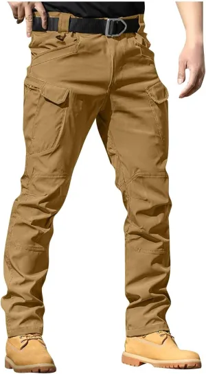 Flexcamo - Tactical Waterproof Pants Men Elastic Waist Cargo Pants Relaxed Fit Ripstop Hunting Pants Multi Pockets