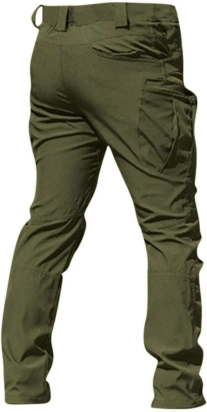 Flexcamo - Tactical Waterproof Pants Men Elastic Waist Cargo Pants Relaxed Fit Ripstop Hunting Pants Multi Pockets