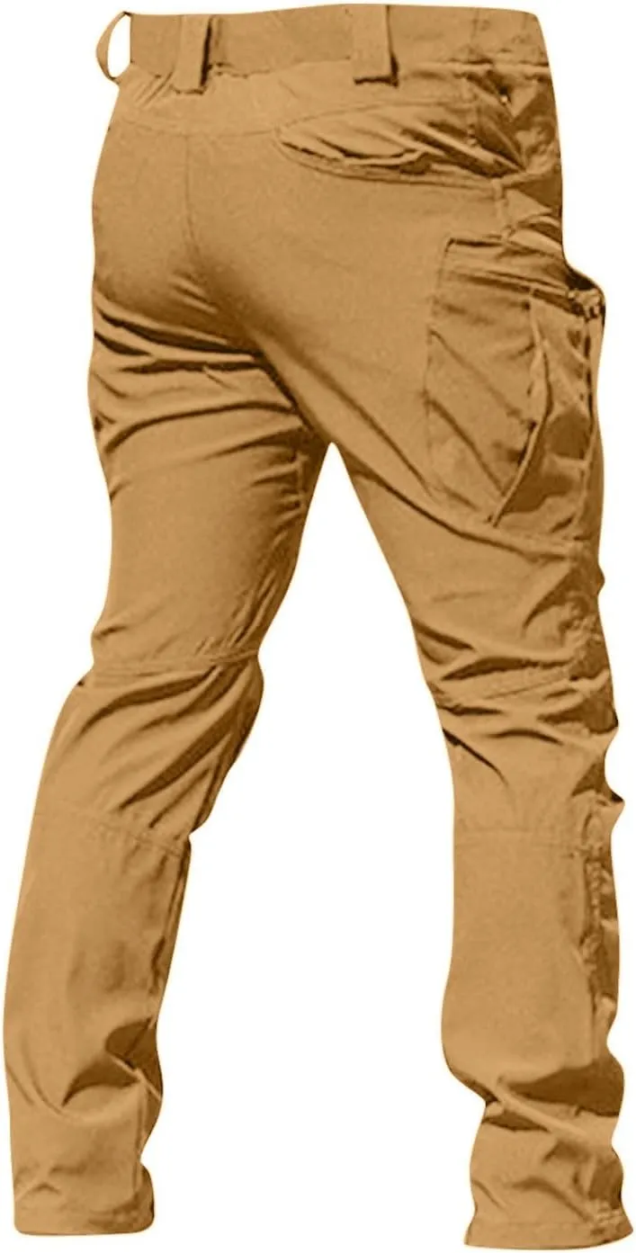 Flexcamo - Tactical Waterproof Pants Men Elastic Waist Cargo Pants Relaxed Fit Ripstop Hunting Pants Multi Pockets