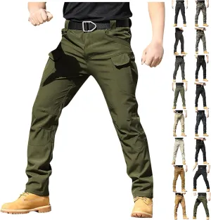 Flexcamo - Tactical Waterproof Pants Men Elastic Waist Cargo Pants Relaxed Fit Ripstop Hunting Pants Multi Pockets