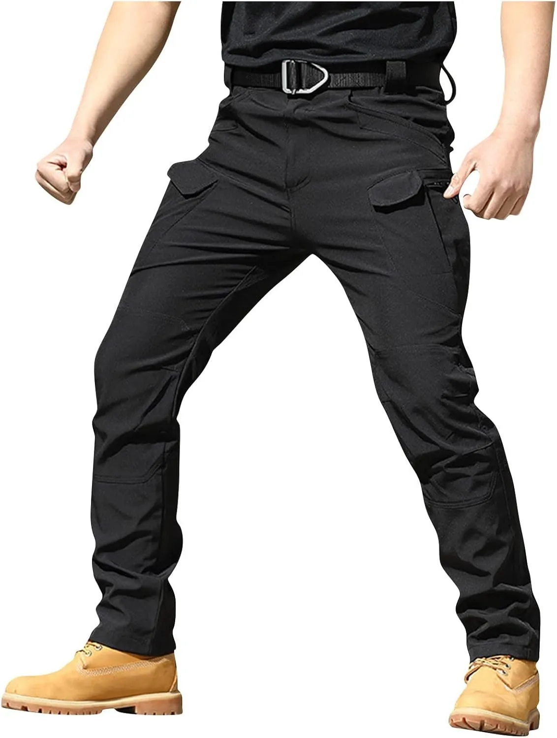 Flexcamo - Tactical Waterproof Pants Men Elastic Waist Cargo Pants Relaxed Fit Ripstop Hunting Pants Multi Pockets