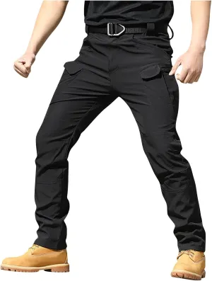 Flexcamo - Tactical Waterproof Pants Men Elastic Waist Cargo Pants Relaxed Fit Ripstop Hunting Pants Multi Pockets