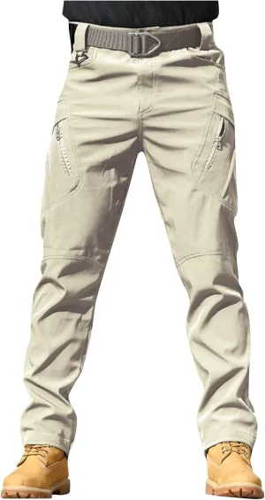 Flexcamo - Tactical Waterproof Pants Men Elastic Waist Cargo Pants Relaxed Fit Ripstop Hunting Pants Multi Pockets