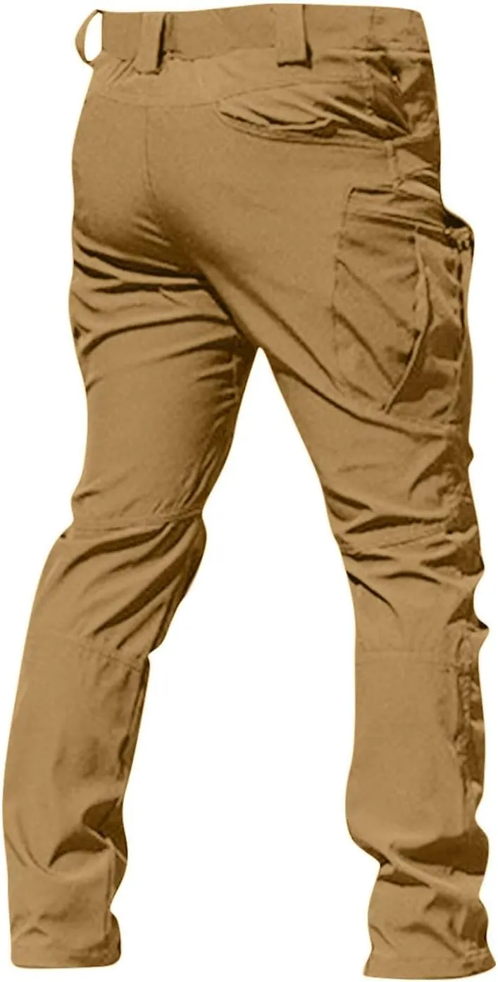 Flexcamo - Tactical Waterproof Pants Men Elastic Waist Cargo Pants Relaxed Fit Ripstop Hunting Pants Multi Pockets