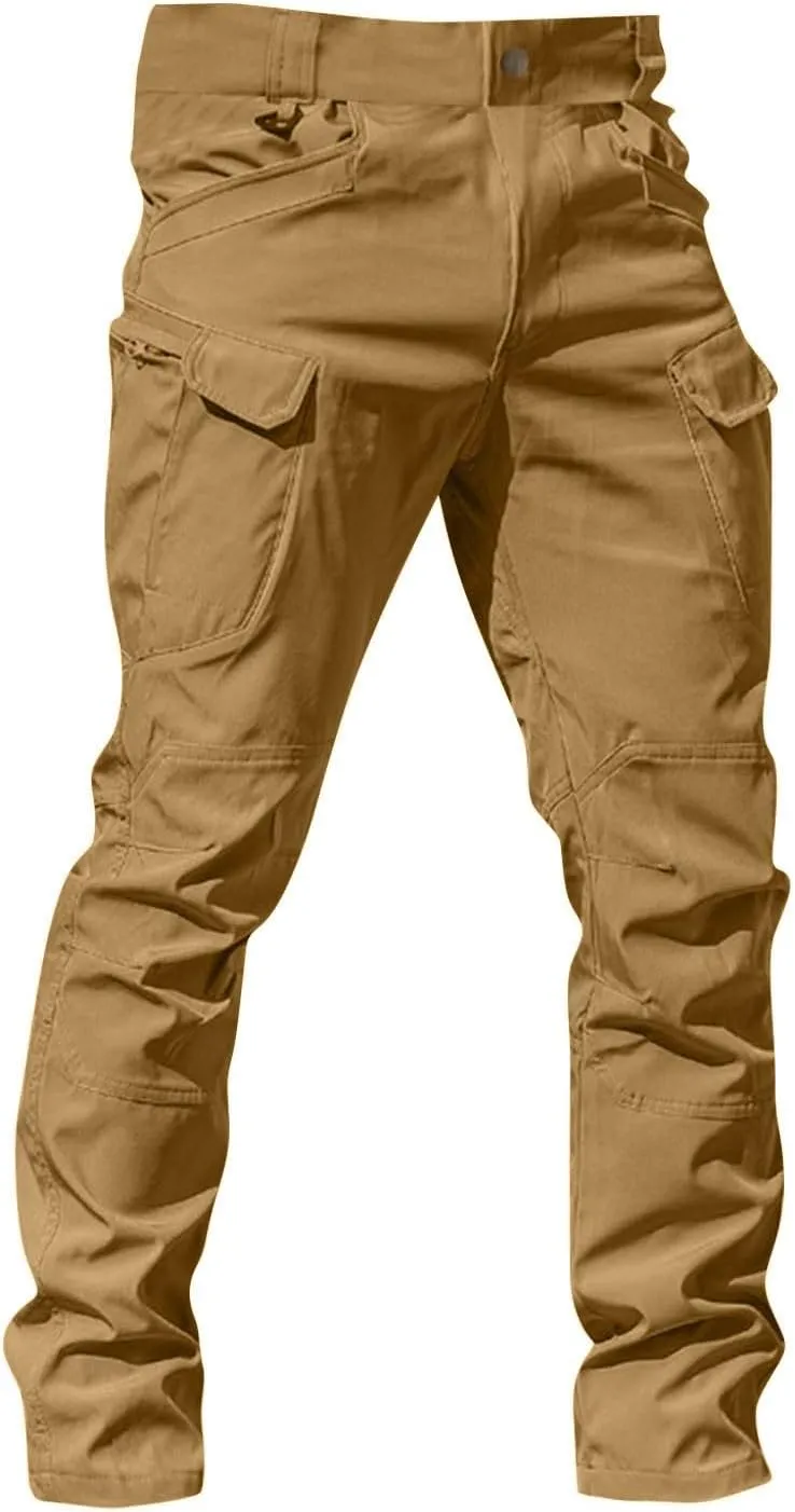 Flexcamo - Tactical Waterproof Pants Men Elastic Waist Cargo Pants Relaxed Fit Ripstop Hunting Pants Multi Pockets