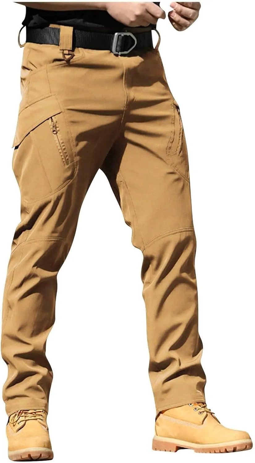 Flexcamo - Tactical Waterproof Pants Men Elastic Waist Cargo Pants Relaxed Fit Ripstop Hunting Pants Multi Pockets