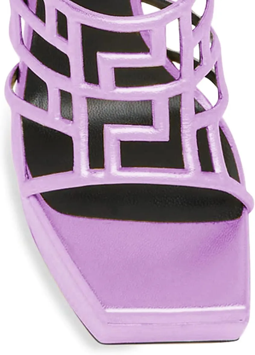 FSJ Women High Platform Stiletto Heel Sandals Square Open Toe Grid Strappy Ankle Strap Evening Party Dress Shoes Size 4-15 US