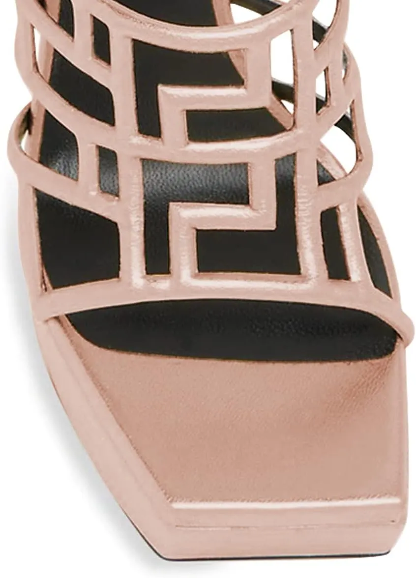 FSJ Women High Platform Stiletto Heel Sandals Square Open Toe Grid Strappy Ankle Strap Evening Party Dress Shoes Size 4-15 US