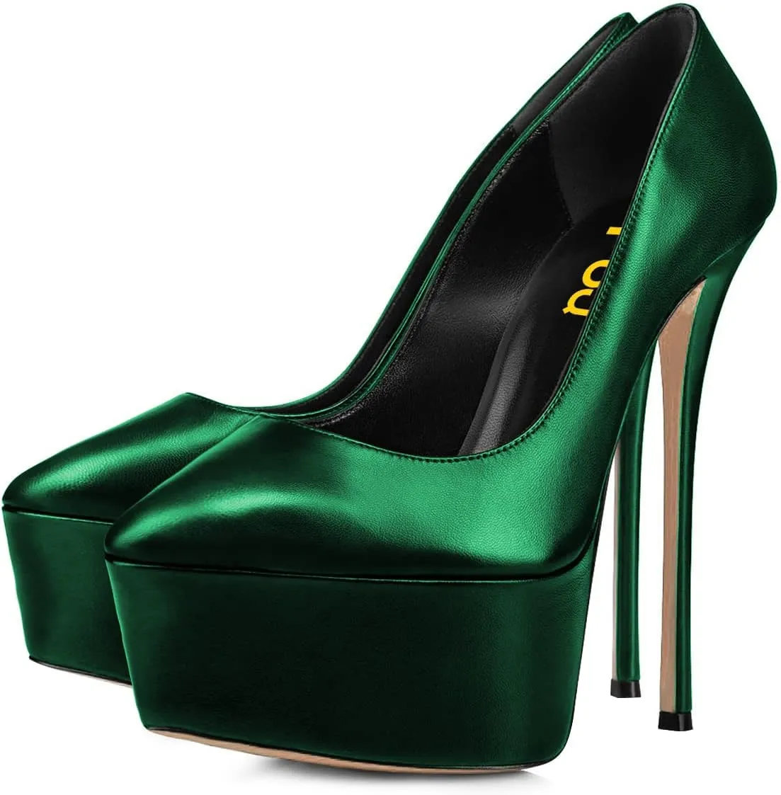 FSJ Women Platform High Heel Pumps Stiletto Almond Toe Slip On Closed Toe Wedding Evening Party Prom Dress Shoes Size 4-15 US