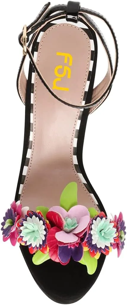 FSJ Women Sexy Strappy Open Toe Platform Sandals Ankle Strap High Stiletto Heel Metallic Dress Party Shoes Size 4-15 US