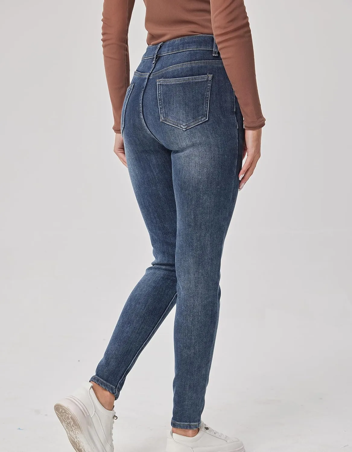 heipeiwa Women's Winter Jeans Fleece Lined Jeans Thermal Thick Skinny Denim Pants Slim Stretch Warm Jeggings