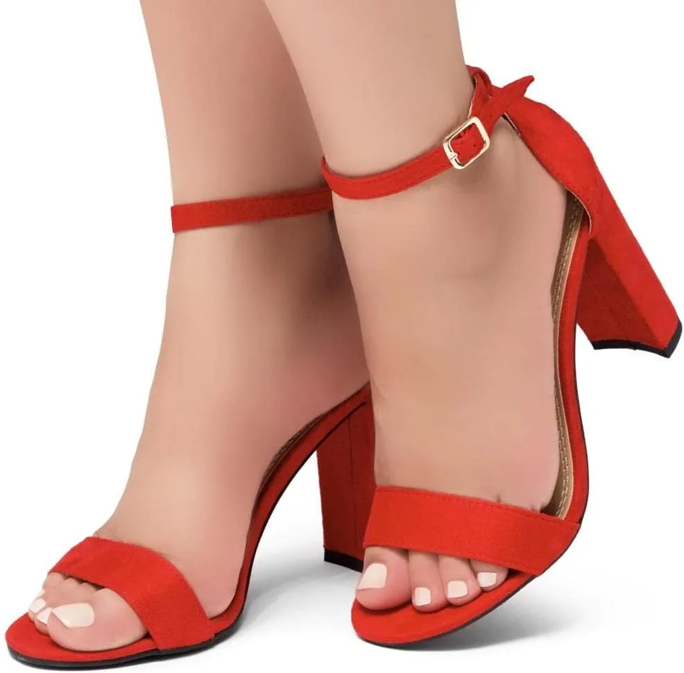 Herstyle Rosemmina Womens Chunky Block Heels Open Toe Dress Heeled Sandals Ankle Strappy High Heel Pumps Shoes for Prom Wedding Party Office