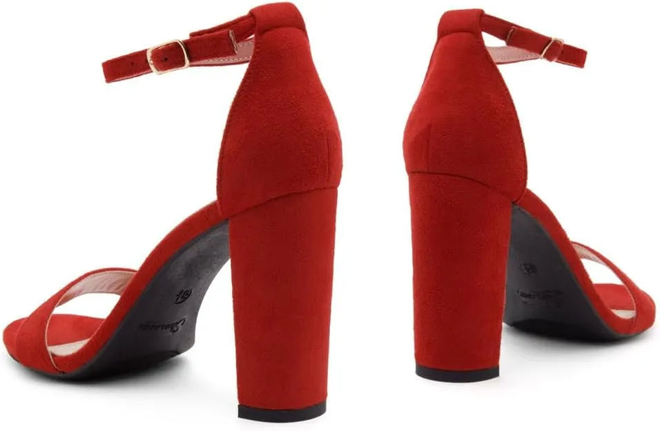 Herstyle Rosemmina Womens Chunky Block Heels Open Toe Dress Heeled Sandals Ankle Strappy High Heel Pumps Shoes for Prom Wedding Party Office