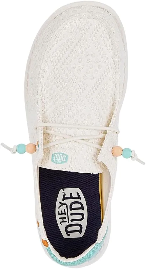 Hey Dude Wendy Boho Crochet Loafers for Women – Textile Upper & Lining – Lace-up Closure – Textile Outsole