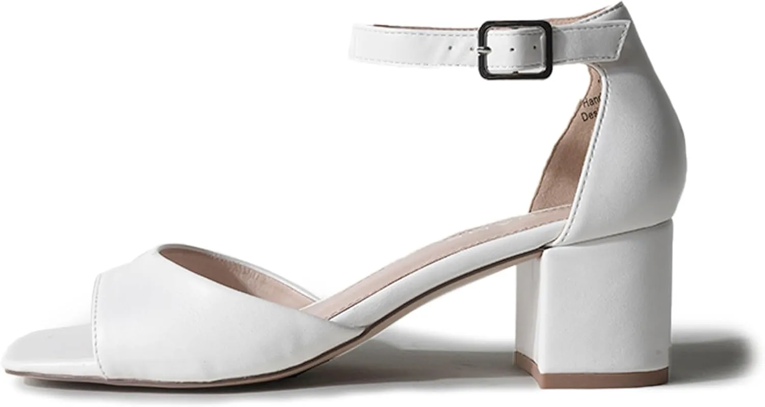 J. Adams Ruth Heeled Sandal  Low Block Heels for Women, Short Heel Bridal & Wedding Shoes, Dressy Prom Heels, Elegant Formal Dress Shoes for Bride
