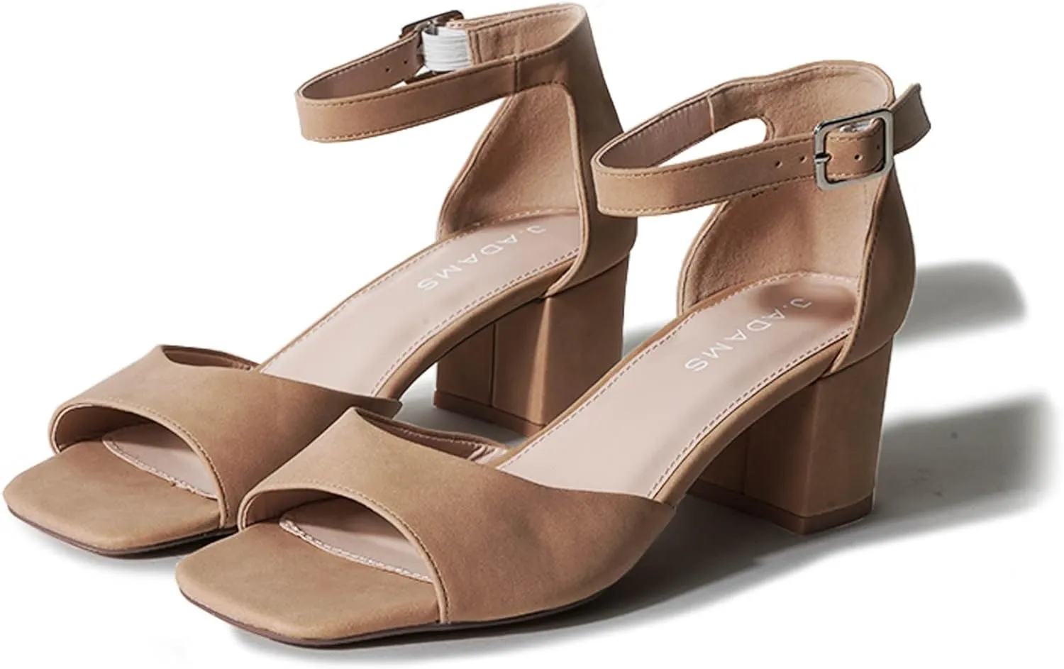 J. Adams Ruth Heeled Sandal  Low Block Heels for Women, Short Heel Bridal & Wedding Shoes, Dressy Prom Heels, Elegant Formal Dress Shoes for Bride