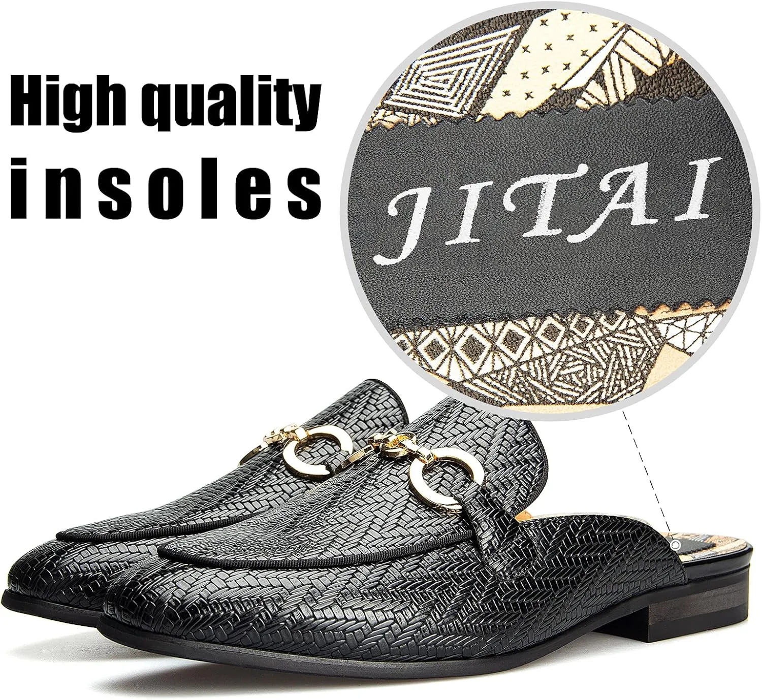 JITAI Men's Mules - Slip-On Loafers, Casual Half Loafers, Backless Sandals