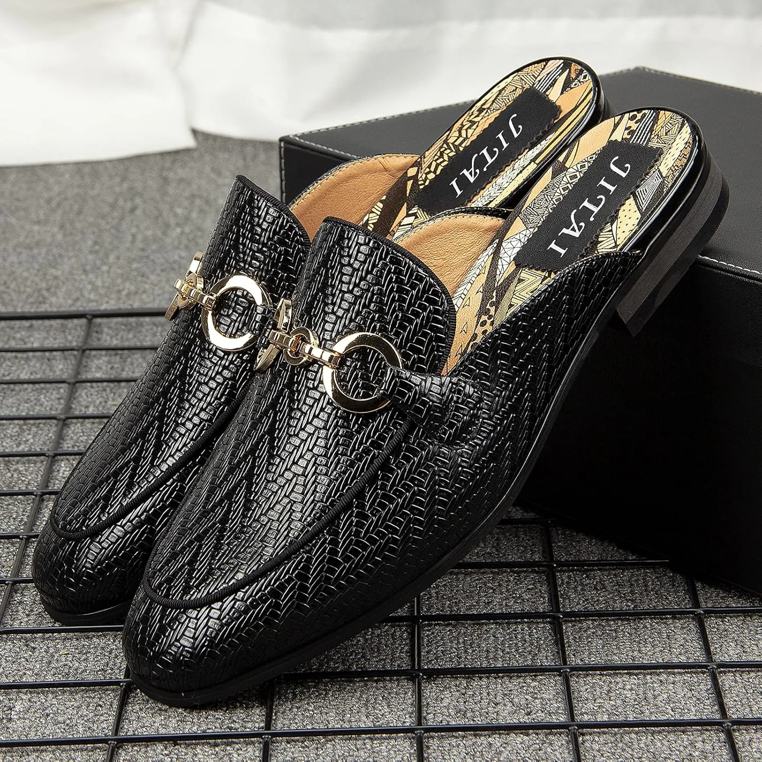 JITAI Men's Mules - Slip-On Loafers, Casual Half Loafers, Backless Sandals