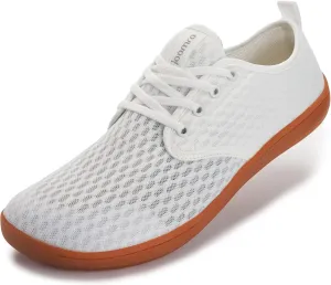 Joomra Water Shoes for Men Aqua Minimalist Barefoot Zero Drop Sneakers Beach Hiking Diving Kayak Minimal Aerobics Size 11 Male Outdoor Lightweight Breathable Workout Zapatos White/Gum 44