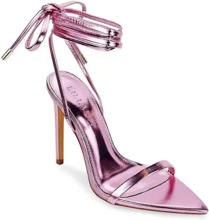 Liliana Women's Lace-Up Heels Sandals Strappy Pointed Toe Stiletto High Heel Sandals-Metallic Shoes