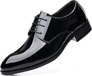 Men's Black Patent Leather Oxford Formal Business Lace up Dress Shoes Wedding Suit Tuxedo Shoes for Men