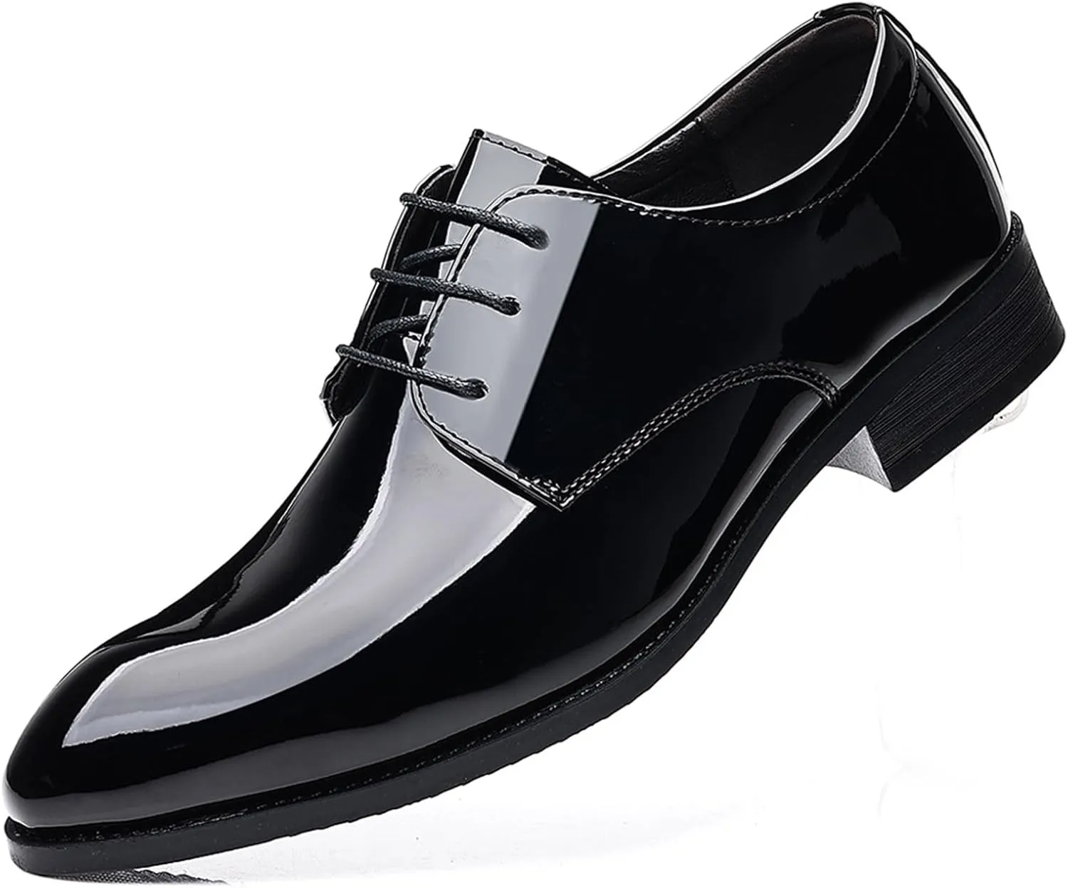 Men's Black Patent Leather Oxford Formal Business Lace up Dress Shoes Wedding Suit Tuxedo Shoes for Men