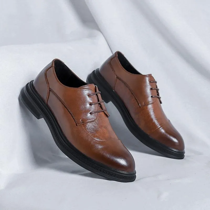 Men's Brogue Shoes Business Footwear Leather Shoes New British Style Lefu Shoes Casual Slip-On Fashion Casual Business Leather Shoes Men's Wedding Shoes