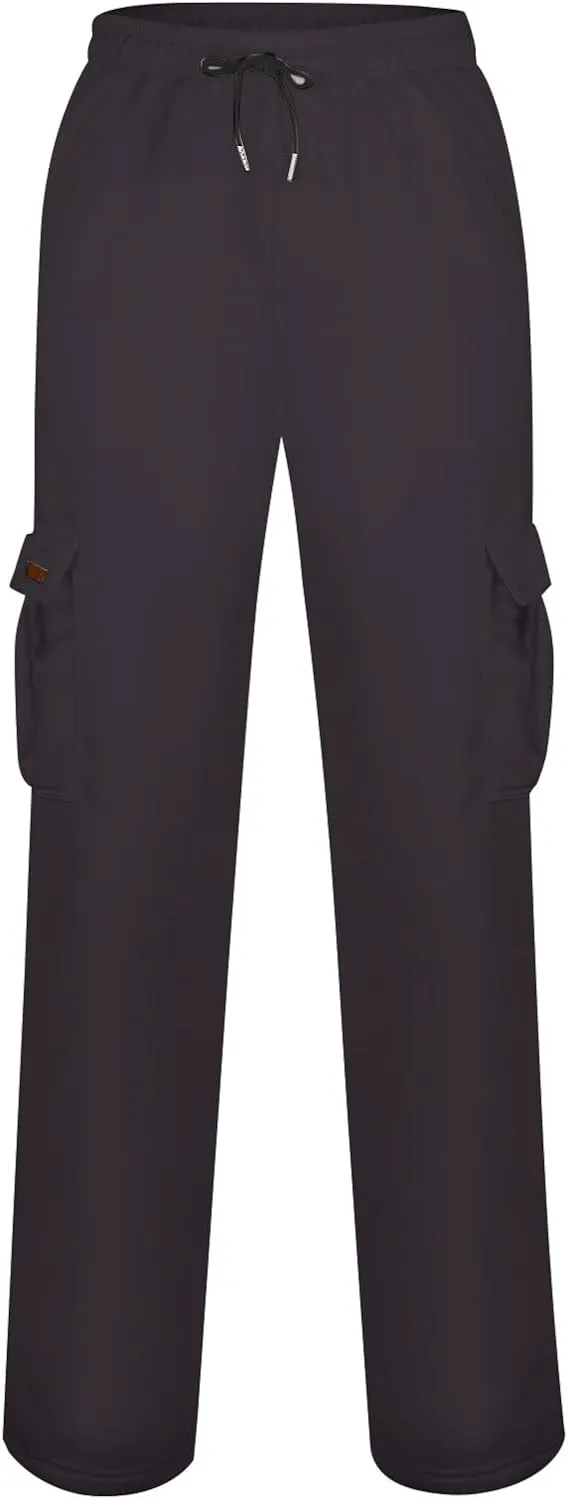 Mens Cargo Pants Relaxed Fit Drawstring Waist Open Bottom Cargo Pants with Pockets Outdoor Trendy Hiking Pants