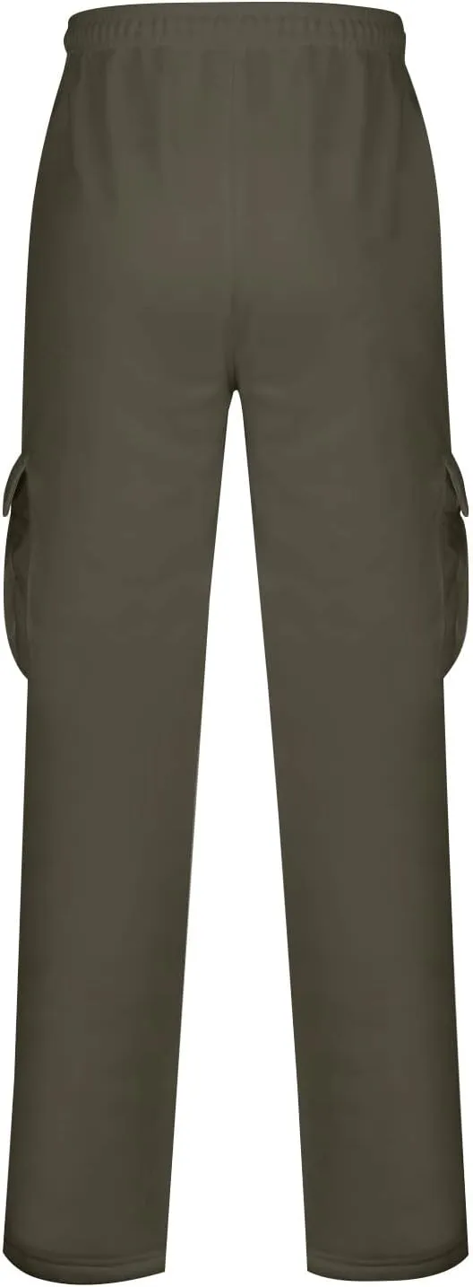 Mens Cargo Pants Relaxed Fit Drawstring Waist Open Bottom Cargo Pants with Pockets Outdoor Trendy Hiking Pants