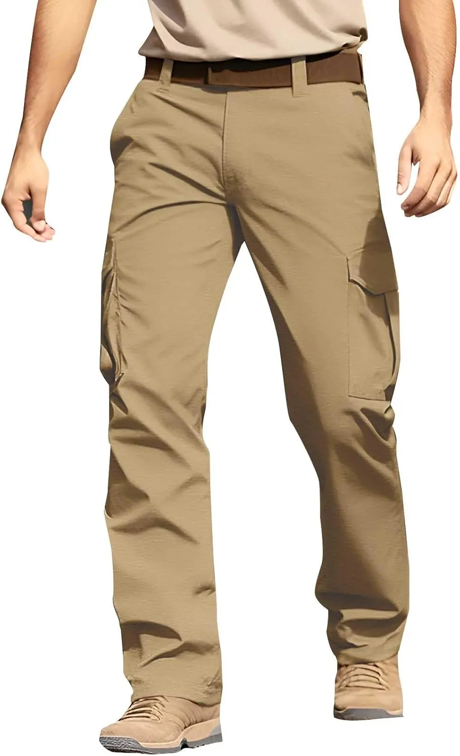 Mens Cargo Work Pants Relaxed Fit Stretch Outdoor Hiking Pants Waterproof Ripstop Camo Tactical Pants Multi Pockets