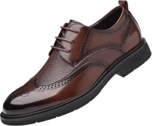 Men's Genuine Leather Derby Brogues Formal Lace-up Business Wedding Dress Shoes