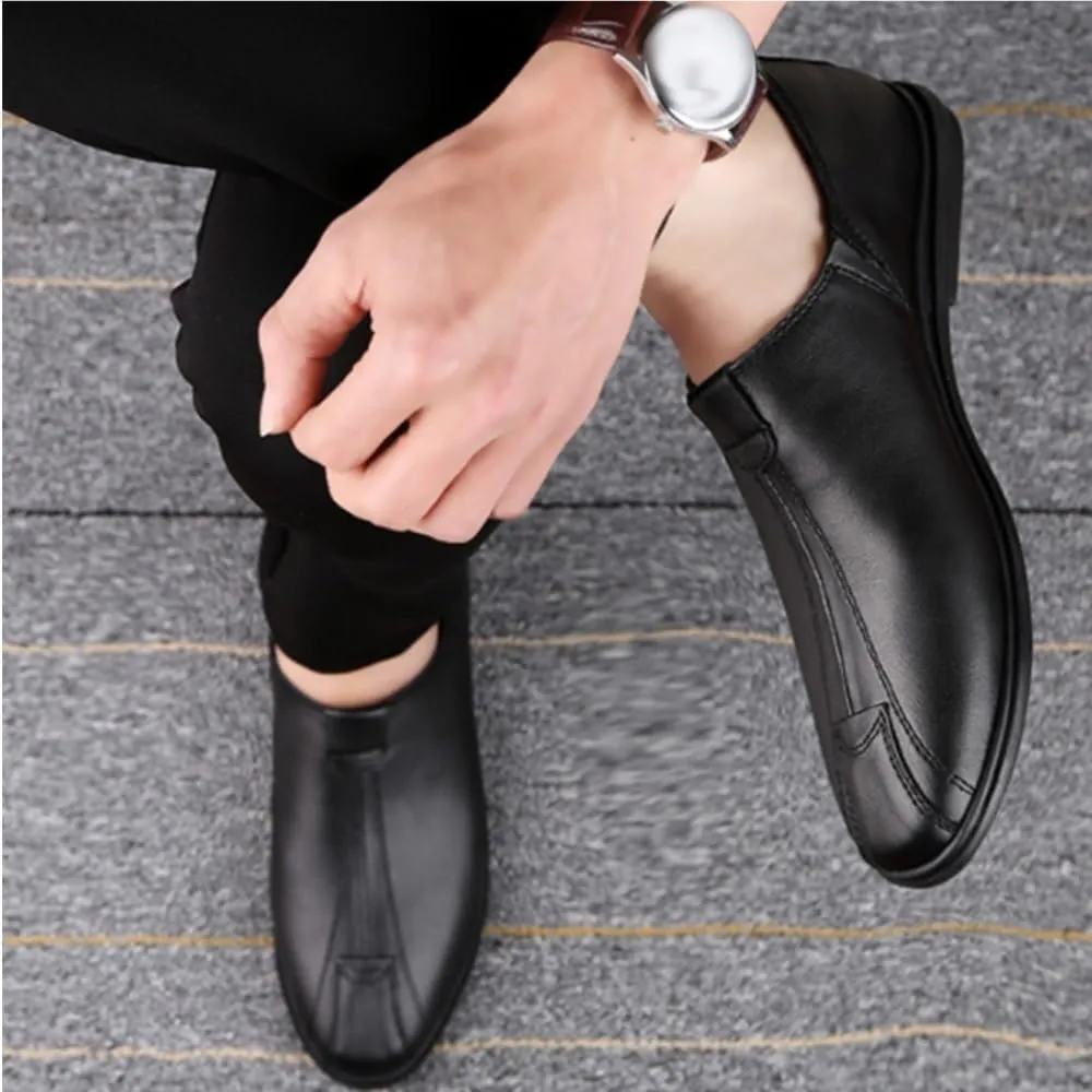 Men's Loafers Shoes Lightweight Stitching Details Driving Loafers Leather Slip Resistant Flat Heel Comfortable Prom Slip-on