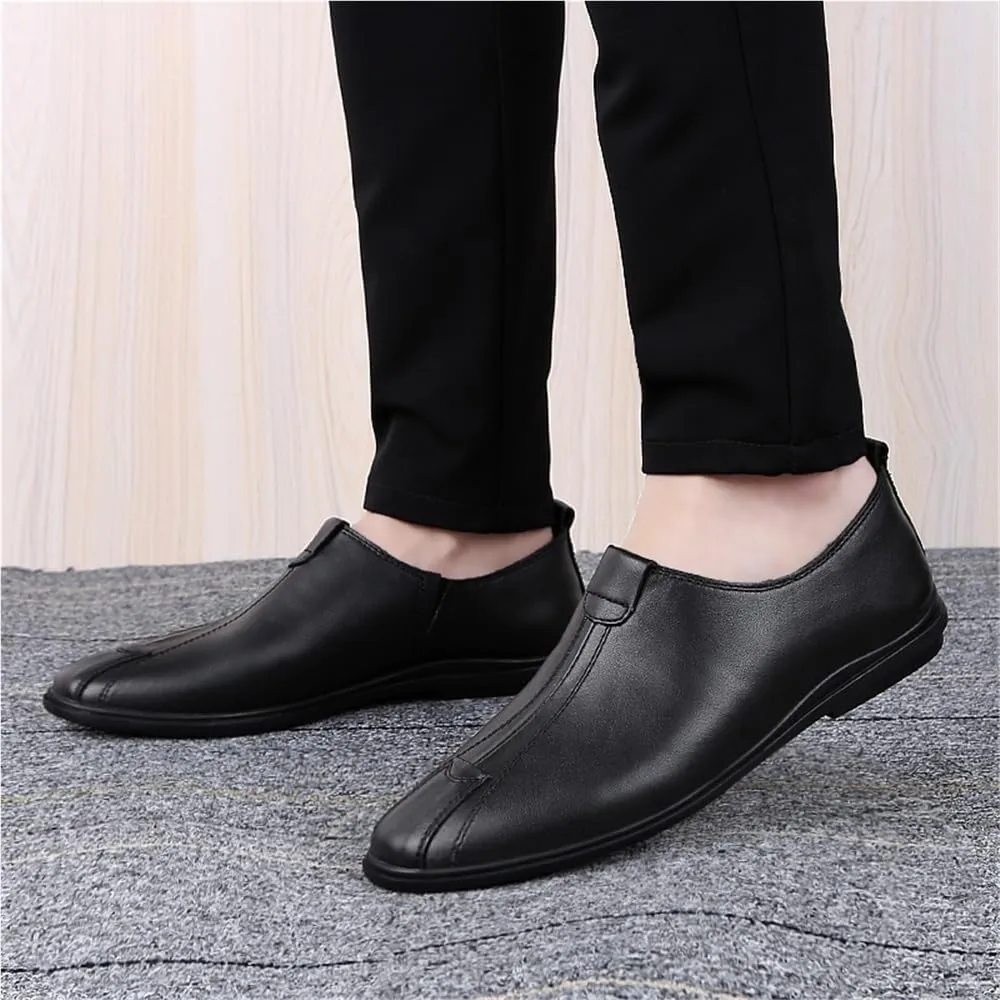 Men's Loafers Shoes Lightweight Stitching Details Driving Loafers Leather Slip Resistant Flat Heel Comfortable Prom Slip-on