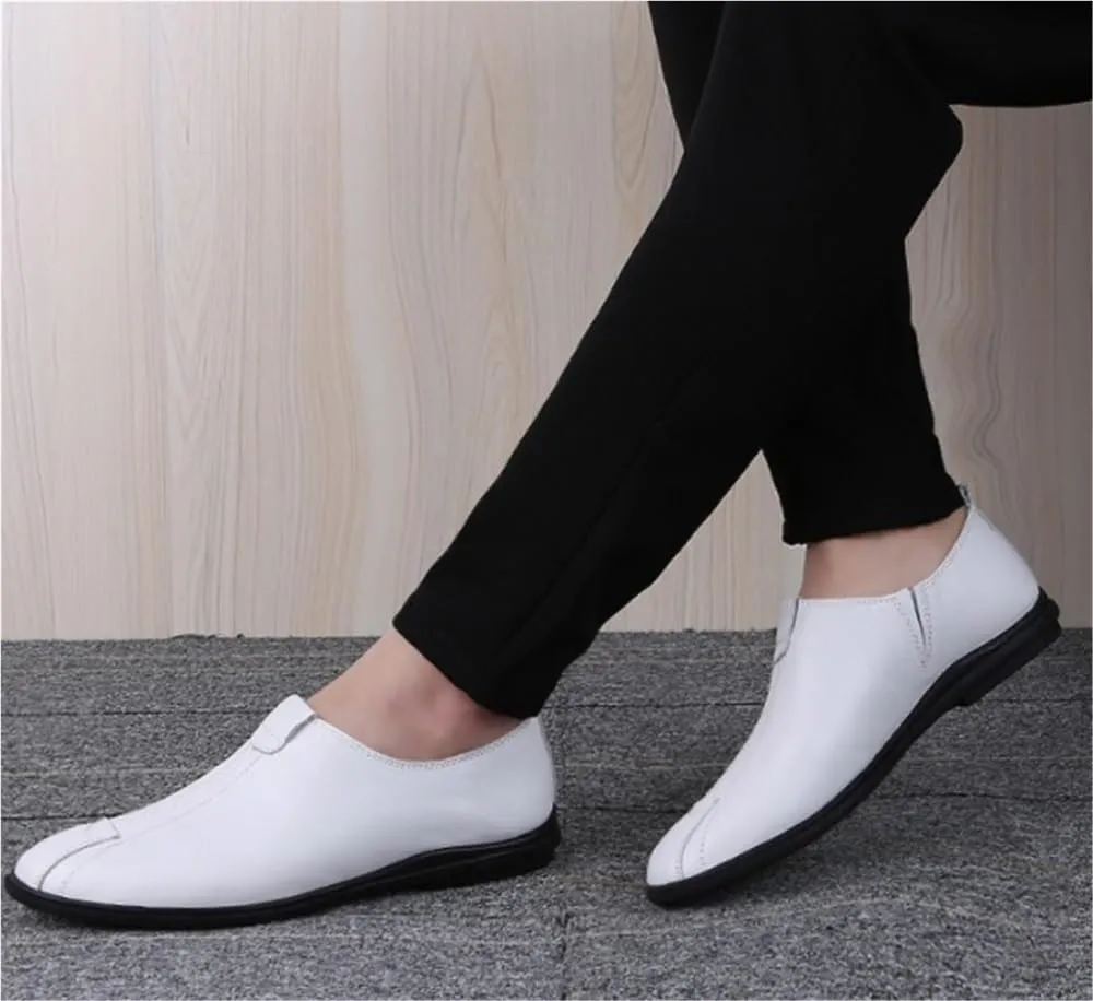 Men's Loafers Shoes Lightweight Stitching Details Driving Loafers Leather Slip Resistant Flat Heel Comfortable Prom Slip-on