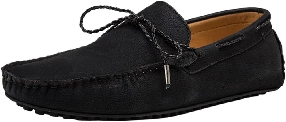 Mens Loafers Square Toe Faux Leather Driving Moccasins Boat Shoes Comfortable Anti-Slip Flexible Prom Outdoor Slip On