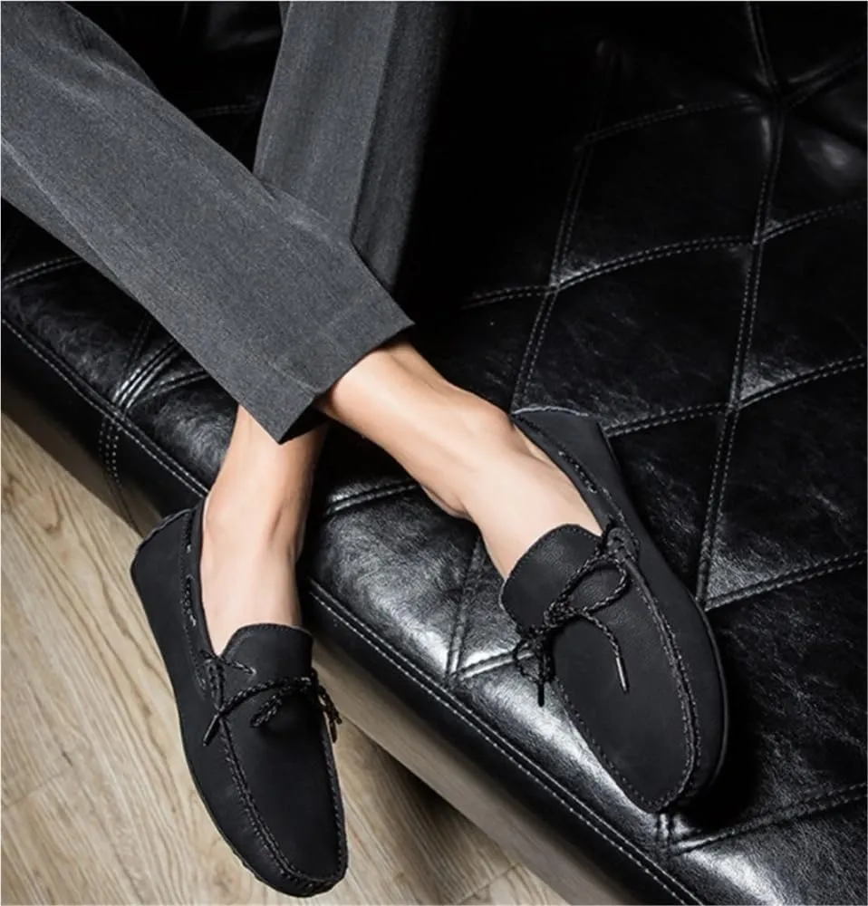 Mens Loafers Square Toe Faux Leather Driving Moccasins Boat Shoes Comfortable Anti-Slip Flexible Prom Outdoor Slip On