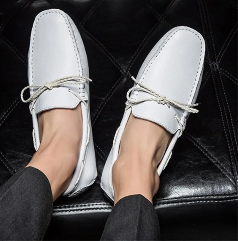 Mens Loafers Square Toe Faux Leather Driving Moccasins Boat Shoes Comfortable Anti-Slip Flexible Prom Outdoor Slip On