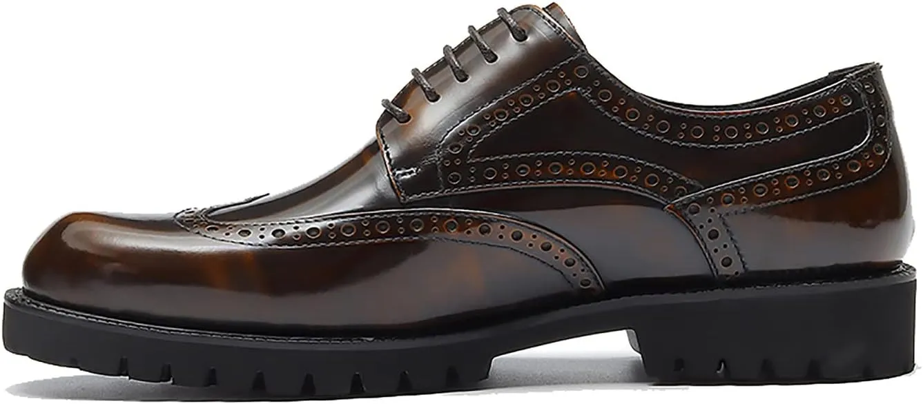 Men's Oxfords Casual Dress Wight Brogues Shoes Genuine Leather Derby Fashion Formal Tuxedo Walking Shoes for Men