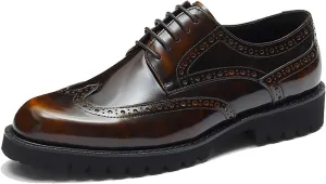 Men's Oxfords Casual Dress Wight Brogues Shoes Genuine Leather Derby Fashion Formal Tuxedo Walking Shoes for Men