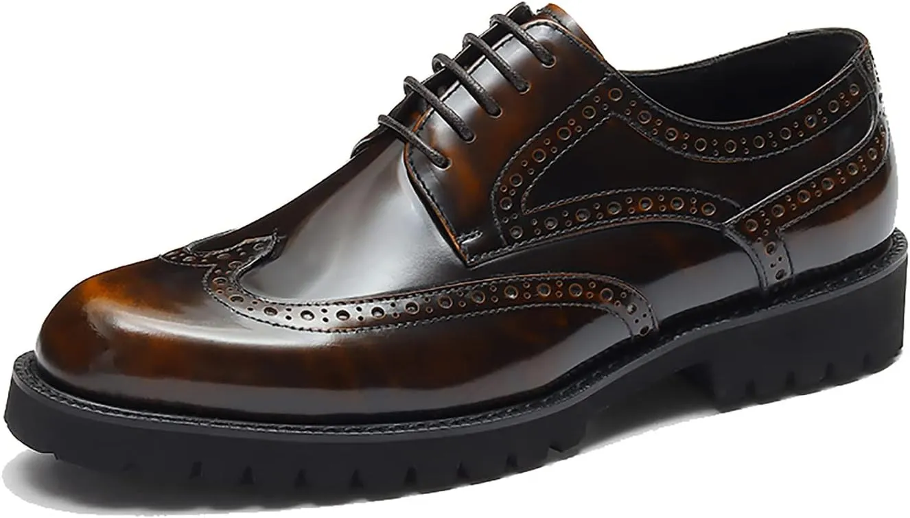 Men's Oxfords Casual Dress Wight Brogues Shoes Genuine Leather Derby Fashion Formal Tuxedo Walking Shoes for Men