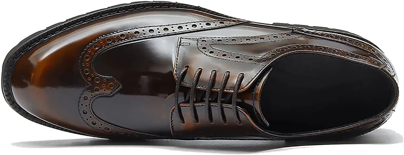Men's Oxfords Casual Dress Wight Brogues Shoes Genuine Leather Derby Fashion Formal Tuxedo Walking Shoes for Men