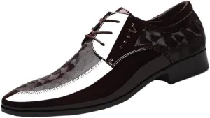 Men's Shiny Patent Leather Dress Shoes Mens Comfortable Tuxedo Shoes Formal Derby Shoes Non-Slip Softsole Walking Oxford Shoes