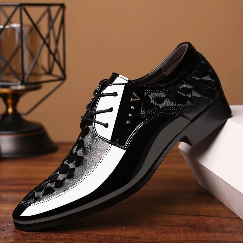 Men's Shiny Patent Leather Dress Shoes Mens Comfortable Tuxedo Shoes Formal Derby Shoes Non-Slip Softsole Walking Oxford Shoes
