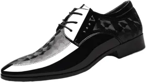 Men's Shiny Patent Leather Dress Shoes Mens Comfortable Tuxedo Shoes Formal Derby Shoes Non-Slip Softsole Walking Oxford Shoes