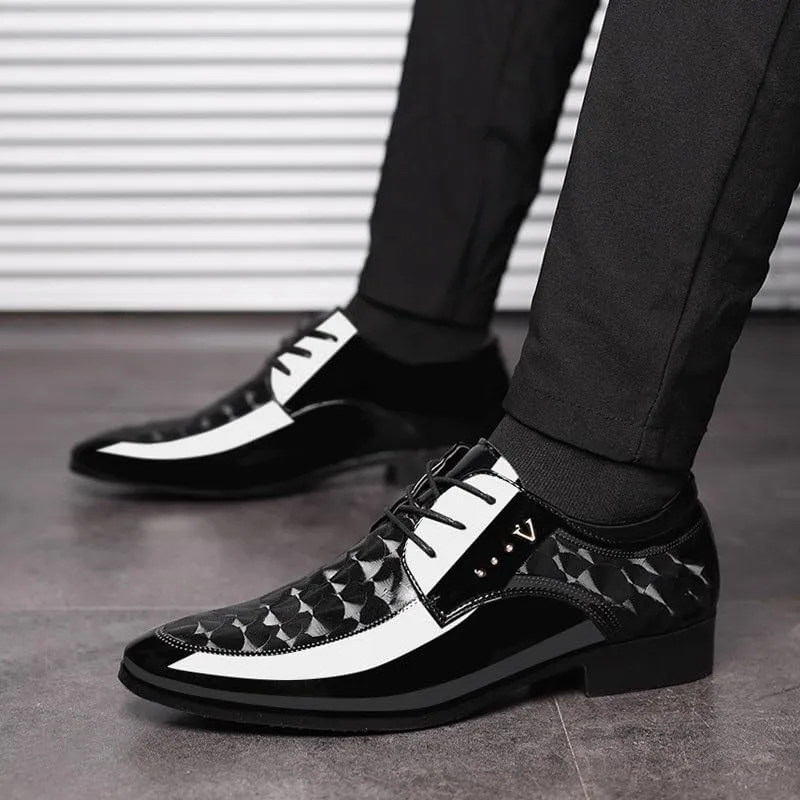 Men's Shiny Patent Leather Dress Shoes Mens Comfortable Tuxedo Shoes Formal Derby Shoes Non-Slip Softsole Walking Oxford Shoes