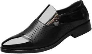 Men's Tuxedo Patent Leather Dress Shoes Mens Slip On Retro Classic Formal Business Pointed Toe Oxfords Shoes Non-Slip Softsole Walking Derby Shoes