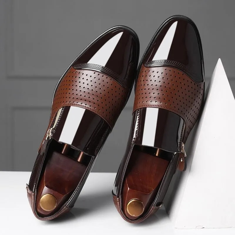 Men's Tuxedo Patent Leather Dress Shoes Mens Slip On Retro Classic Formal Business Pointed Toe Oxfords Shoes Non-Slip Softsole Walking Derby Shoes